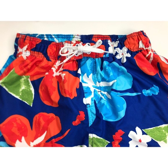 Kanu Surf Swim Trunks Mens M Blue Red Green Floral Cargo Shorts Drawstring - Picture 2 of 6